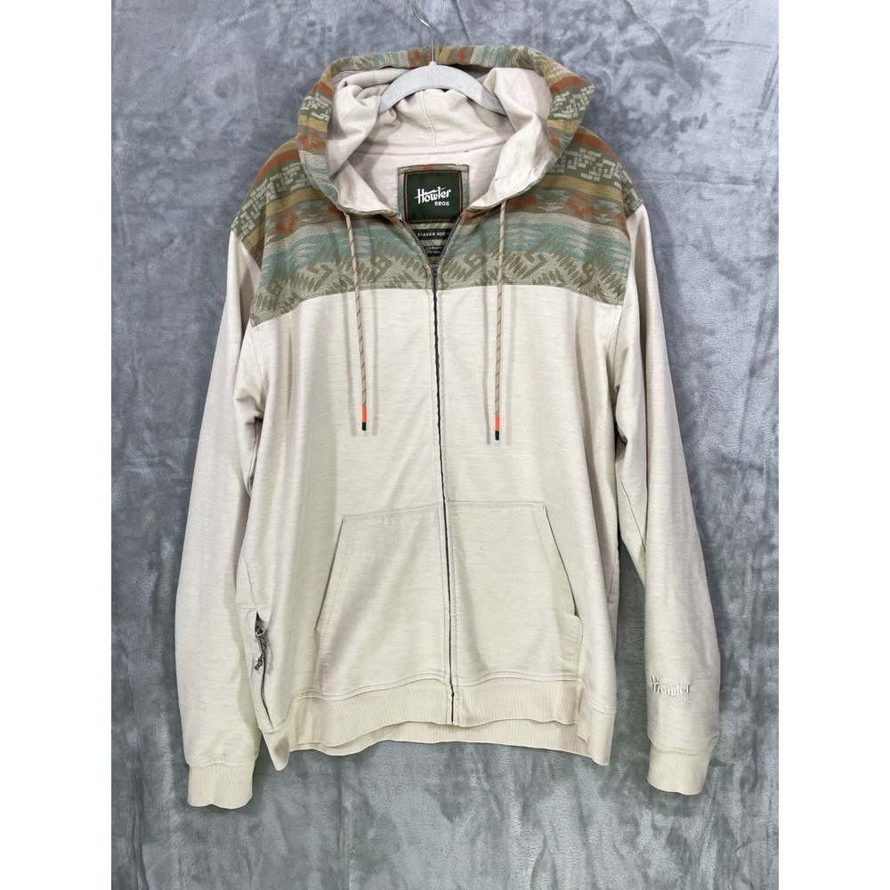 Howler Bros Shaman Hoodie Men's XL Beige Aztec Southwestern Full Zip Jacket
